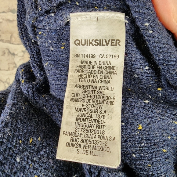 Quicksilver Cotton Wool Crewneck Pullover Sweater Speckled Yarn Navy Size Large - Picture 13 of 15